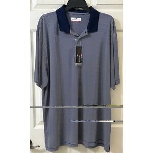 NWT Grand Slam Performance Golf Polo Men's XXL Peacoat Stripe Short Sleeve